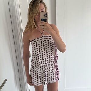 Synch Waist Floral Pattern Mini Dress